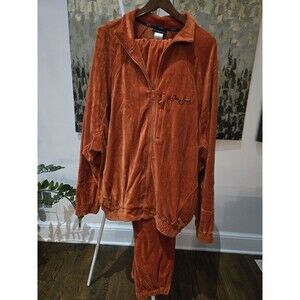 Vintage Sean John Track Suit Men 2XL Orange Velour Hip Hop Jogger Athleisure Y2K